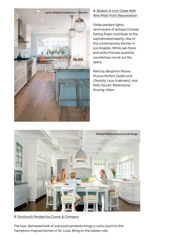 Houzz: Source List: 20 Pendants that Illuminate the Kitchen Island