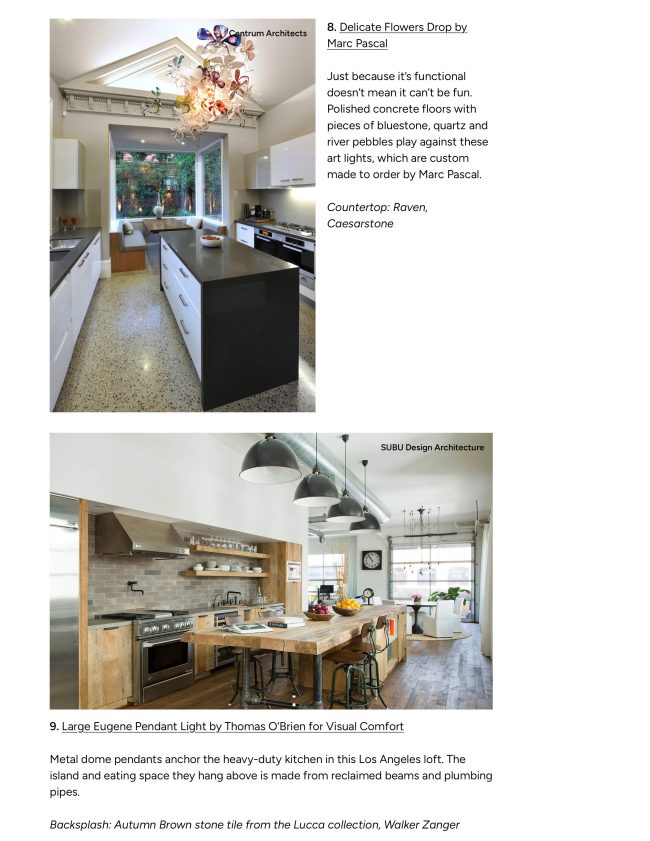 Houzz: Source List: 20 Pendants that Illuminate the Kitchen Island