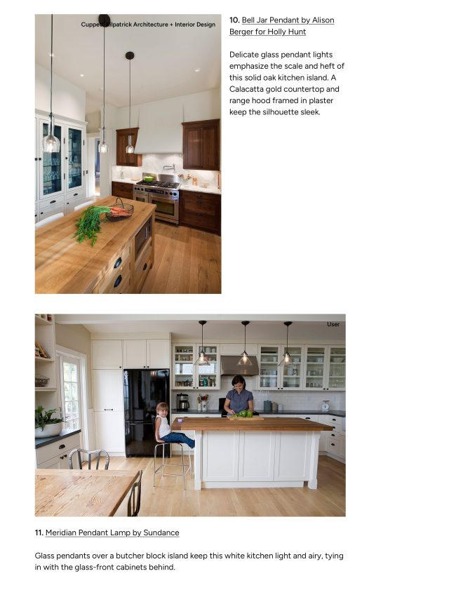Houzz: Source List: 20 Pendants that Illuminate the Kitchen Island
