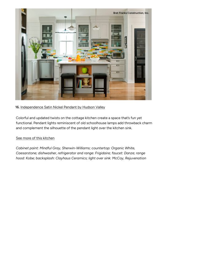 Houzz: Source List: 20 Pendants that Illuminate the Kitchen Island