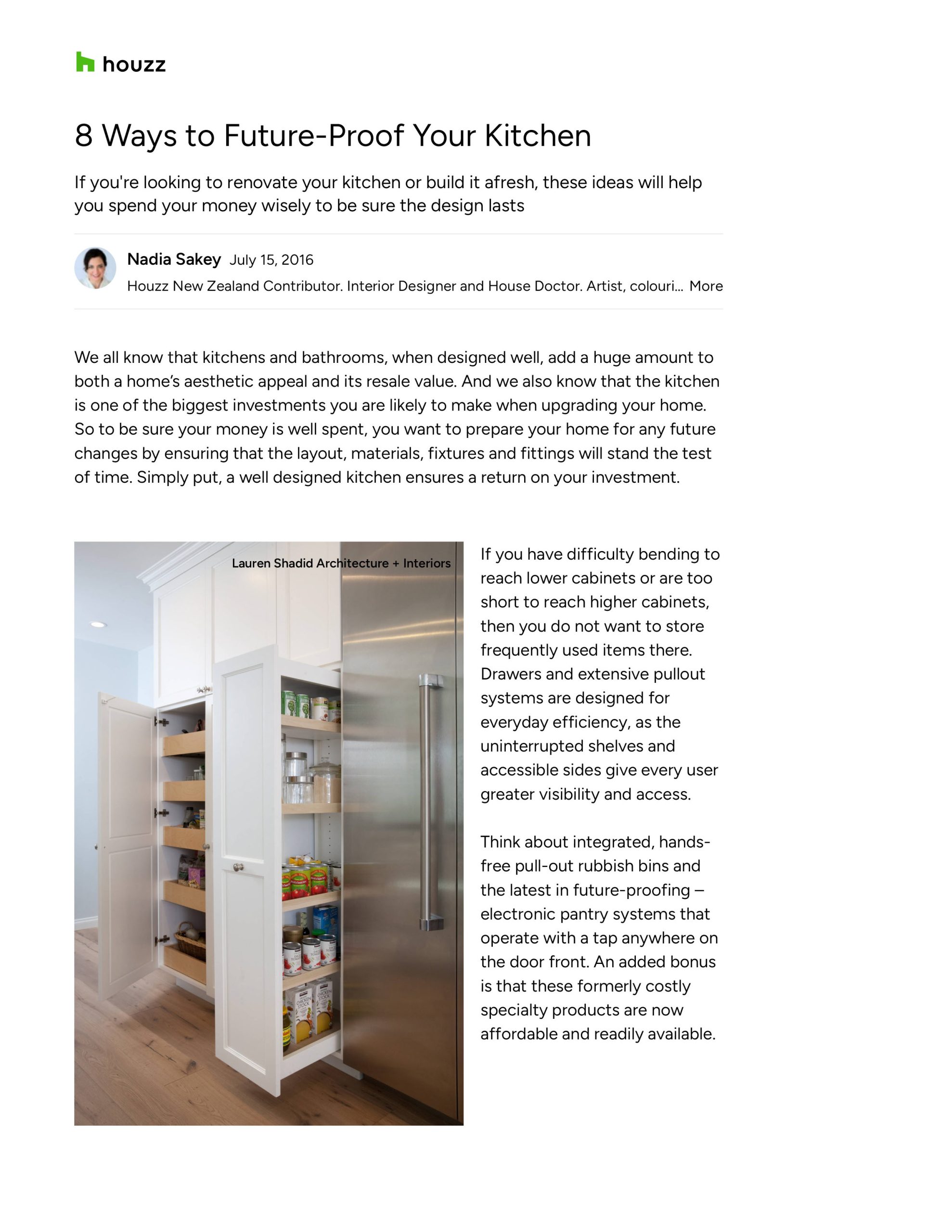 Houzz: 8 Ways to Future-Proof Your Kitchen