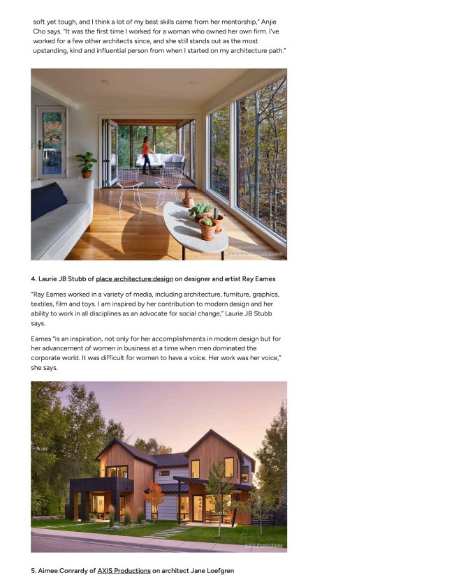Houzz: Female Architects Celebrate the Women Who Inspired Their Careers